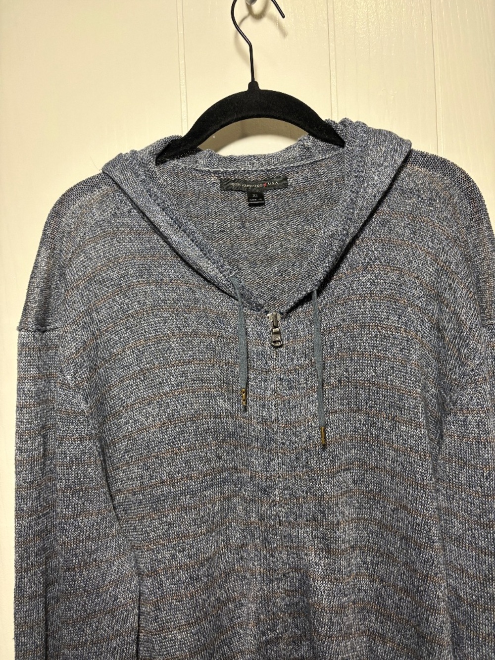 John Varvatos Men's Hoodie Sweater Heather Blue Full Zip XXL 100% Linen